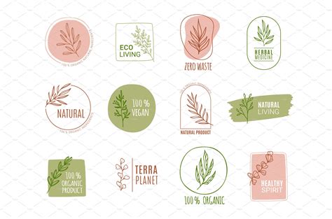 Organic Food Eco Product Label Illustrations Creative Market