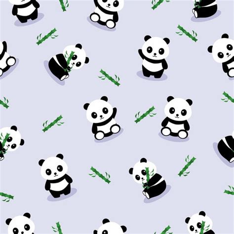 Cute Panda Cartoon Illustration Seamless Pattern