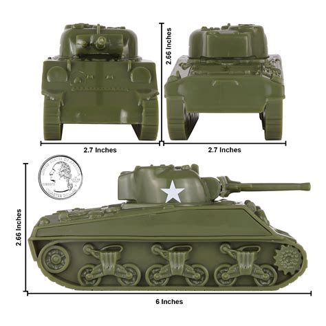 Bmc Cts Ww2 Sherman M4 Tanks Od Green 2 138 Plastic Army Men Vehicles