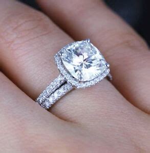 Your matching band will be the same ring size and metal type as your engagement ring. Platinum 3.30 Ct Cushion Cut Halo Diamond Engagement Ring ...