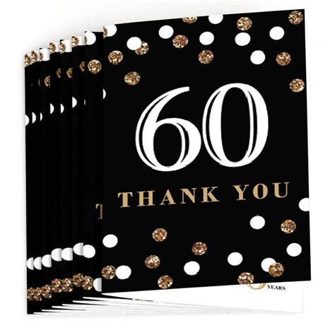 60th Birthday Thank You Cards Adult 60th Birthday Gold Etsy Singapore