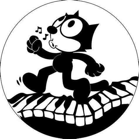 Felix The Cat Walking On Piano 1 Round Button Square