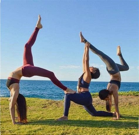 Now, you may not be able to do every pose on this list, because we #2 on our yoga poses for beginners is also important for hamstring flexibility. #yogaposen Beautiful 3-person acro pose