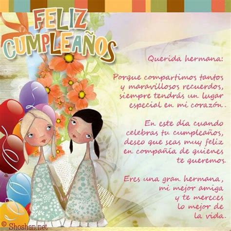Carta A Mi Hermana Happy Birthday Notes Happy Birthday Celebration