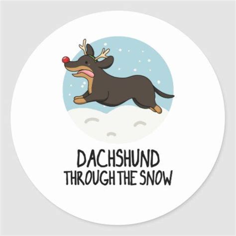 Dachshund Through The Snow Funny Dog Christmas Pun Classic Round