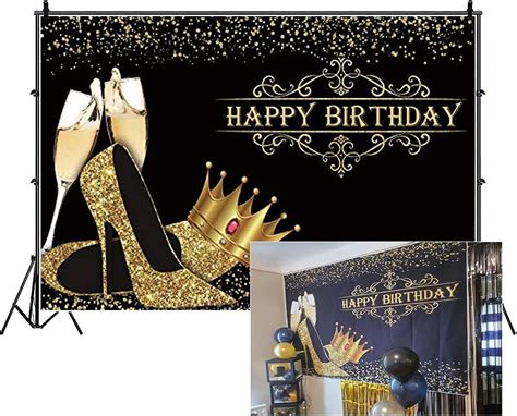 Dorcev 10x8ft Happy Birthday Backdrop Lady Queen Theme