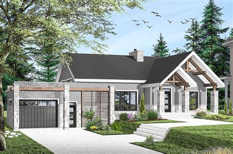 Modern Ranch Home Plan With Vaulted Interior 22493dr