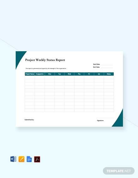 Free Simple Weekly Status Report Template Pdf Word Doc Apple