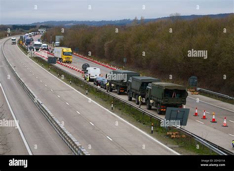 Ashford Kent Uk 26 December 2020 Lorries Stuck On The M20 Between Junctions 8 And 9 Are Now