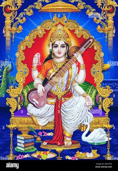 Hinduismo Dios Saraswati Juego Espiritual Veena Santa Cultura