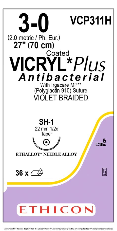 Vcp311h Coated Vicryl Plus Antibacterial Polyglactin 910 Suture