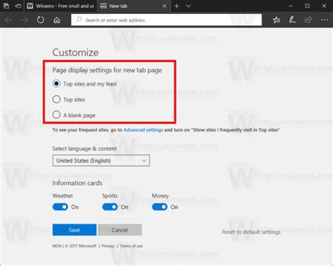Customize The New Tab Page In Microsoft Edge