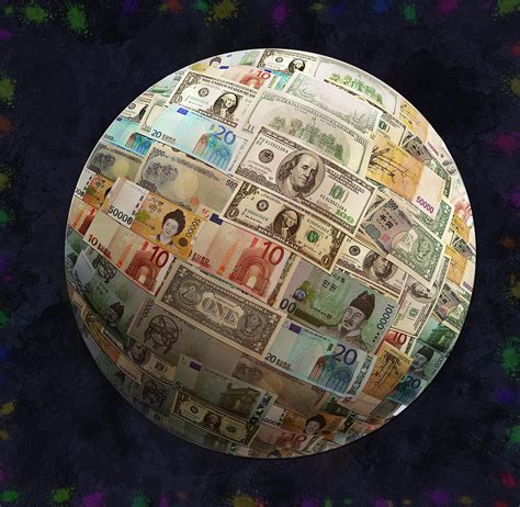 Globe Currency Digital Artwork Painting By Georgeta Blanaru Fine Art