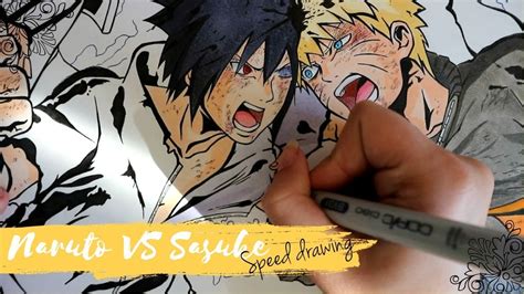 Speed Drawing Naruto Vs Sasuke 2 Naruto Shippuden Youtube