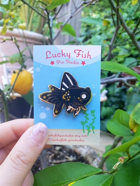 Black Moor Fancy Goldfish Enamel Pin Cute Lucky Fish Lapel Etsy