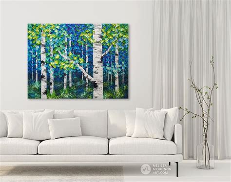 Birch Forest 48x36 Melissa Mckinnon Art Abstract Tree Painting