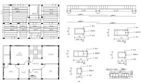 House Floor Plan And Structure Column Layout Design Cadbull