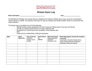 Almost files can be used for commercial. Sample Sharps Injury Log