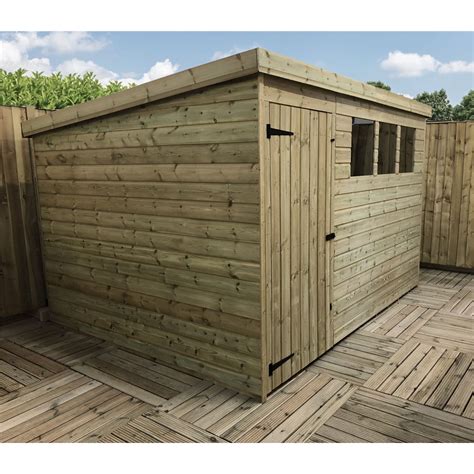 10 X 8 Pressure Treated Tongue And Groove Pent Shed With 3 Windows And