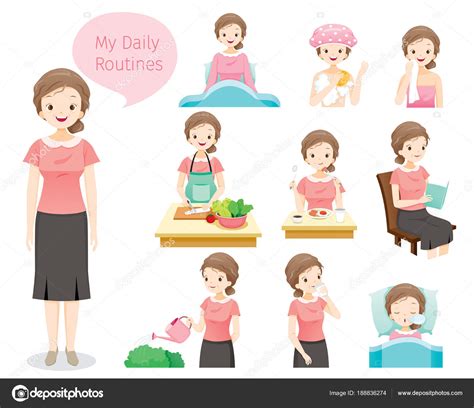 The Daily Routines Of Old Woman — Stock Vector © Matoommi 188836274
