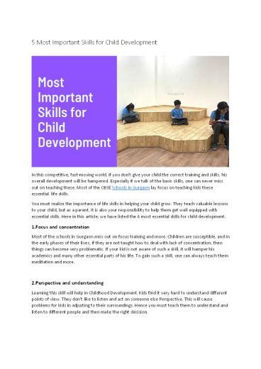 Ppt 5 Most Important Skills For Child Development Powerpoint