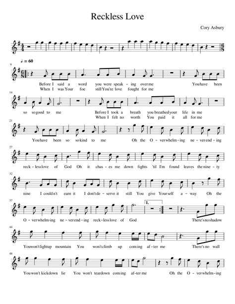 Reckless Love Sheet Music For Violin Download Free In Pdf Or Midi
