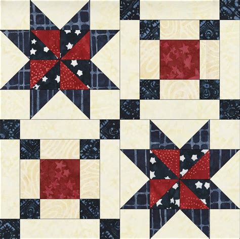 Patriotic Quilt Pattern Scrappy Flag Red Blue Fanfare Fourth Of July