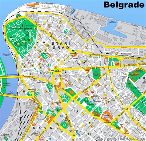 Belgrade Stari Grad Tourist Map Old Town