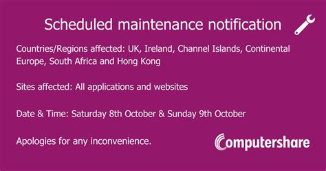 Computershare On Twitter Scheduled Maintenance Affecting Some Of Our