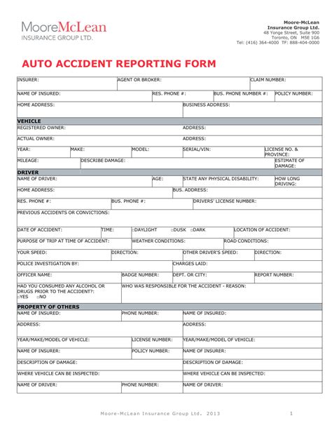 Auto Accident Reporting Form Mclean Hallmark Insurance Group Ltd Fill Out Sign Online And