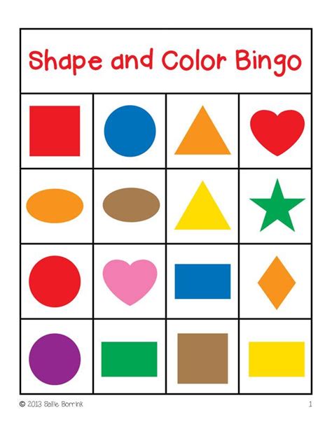Shapes And Colors Bingo Game Printable Cards 4x4 A Quiet Simple Life