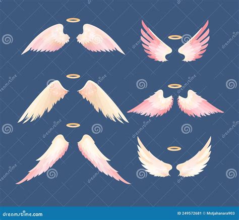 white angel wings and halo flat vector illustrations set stock illustration illustration of