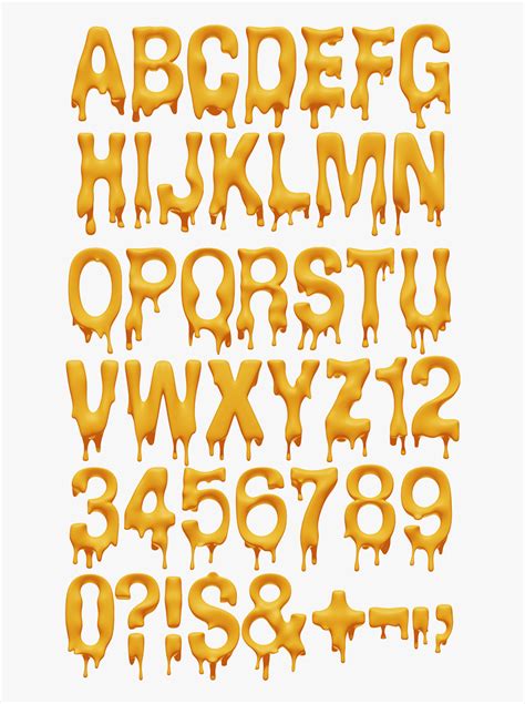 Typographic Drawing Dimensional Melting Word Font Free Transparent
