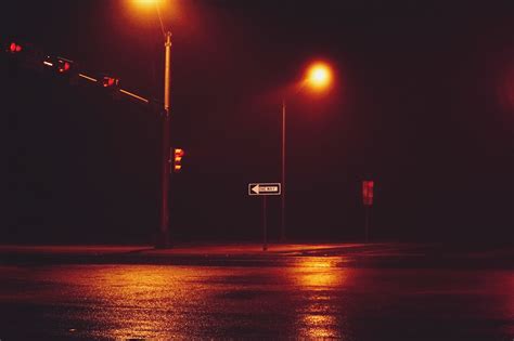 Traffic Lights In The Night Fog On Behance