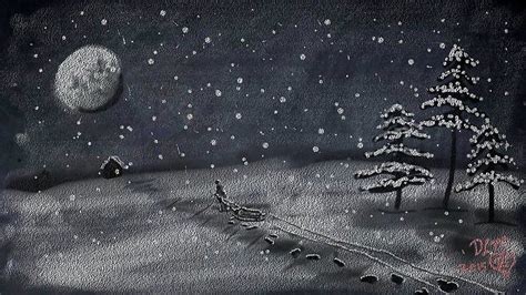 Peaceful Snowy Night Chalkboard Scene By Dawna Morton