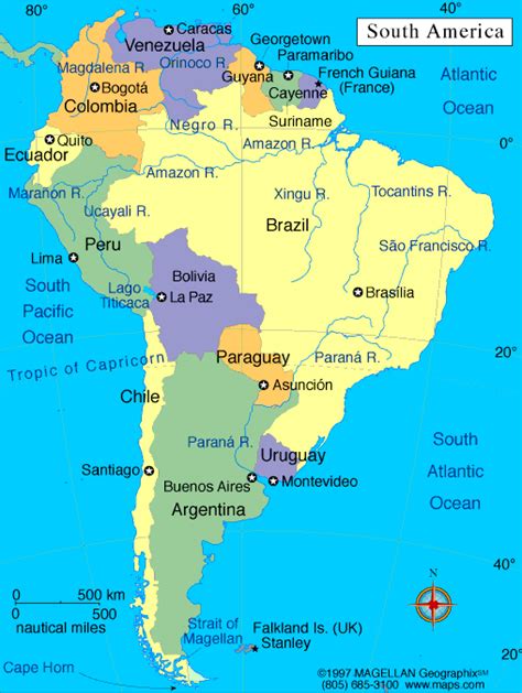 South America Map With Capital Cities