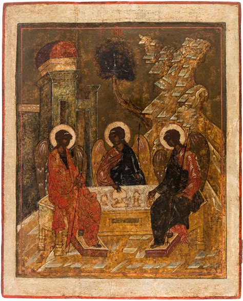 Lot A LARGE RUSSIAN ICON OF THE HOLY TRINITY CENTRAL RUSSIA MID