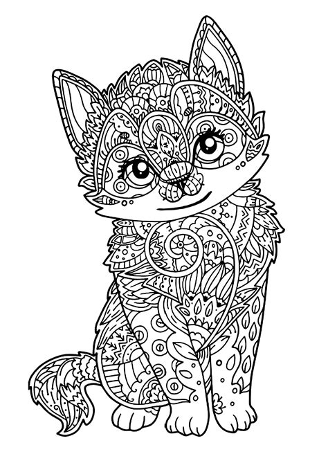 Cute Kitten Animals Coloring Pages For Adults Justcolor