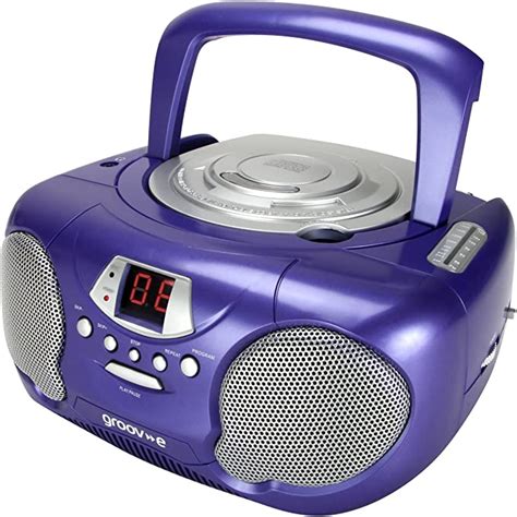 Groov E Boombox Portable Cd Player With Radio And Headphone Jack Purple