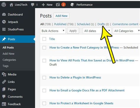 How To View All Posts That Are Saved As Drafts In Wordpress Live2tech