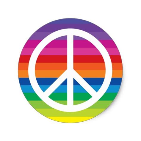 Rainbow Peace Sign Classic Round Sticker Rainbow Peace Rainbow Theme