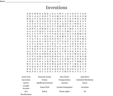 Inventions Word Search Wordmint Word Search Printable