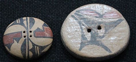 Savvy Collector Two Zia Polychrome Pottery Buttons By Artist