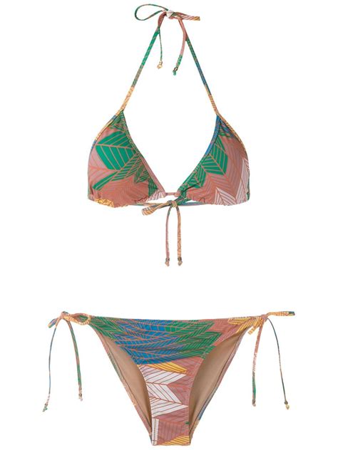 amir slama printed triangle bikini set farfetch