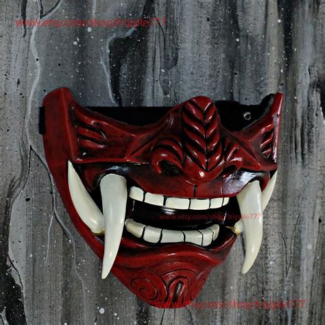 Half Face Assassin Ronin Samurai Mask Cool Baddass Demon Oni Etsy