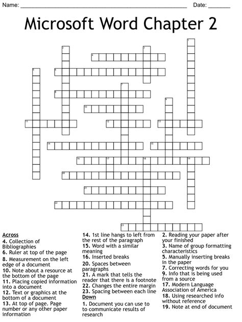 Microsoft Word Crossword Puzzle Template Free Word Template