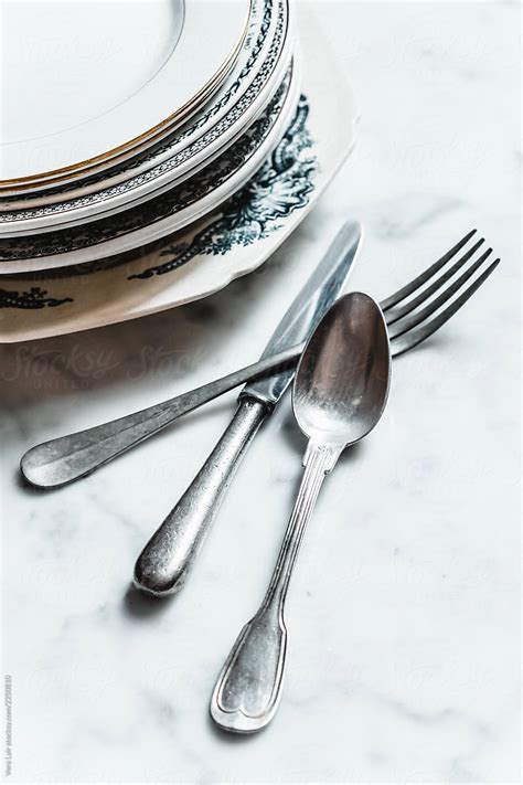 Cutlery And Vintage Plate By Stocksy Contributor Vera Lair Stocksy