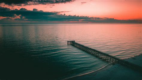 Download Wallpaper 3840x2160 Pier Dock Sea Dusk Shore 4k Uhd 169