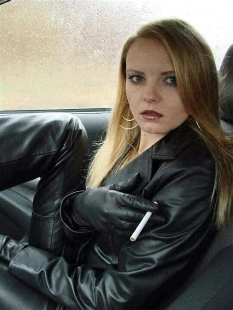 leather jacket girl tight leather pants long leather coat black