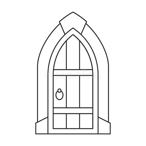 Door Medieval Vector Outline Icon Vector Illustration Doors Castle On